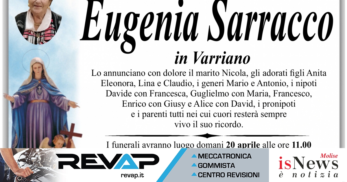Cordoglio a Isernia per Eugenia Sarracco - isNews - Molise