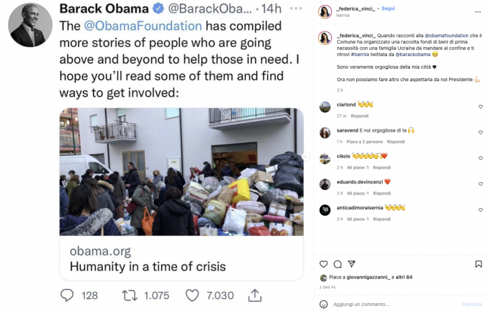 Obama twitta Isernia (foto Instagram)