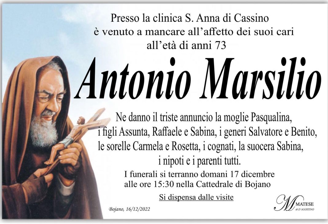 Antonio Marsilio, Onoranze funebri 'Matese' di D'Agostino