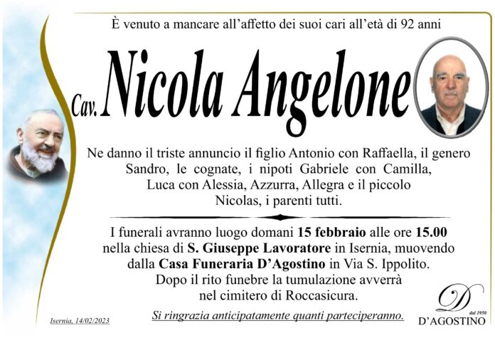 Nicola Angelone, onoranze funebri D'Agostino