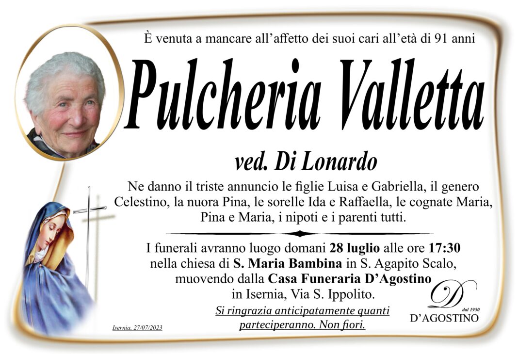 Pulcheria Valletta, onoranze funebri D'Agostino