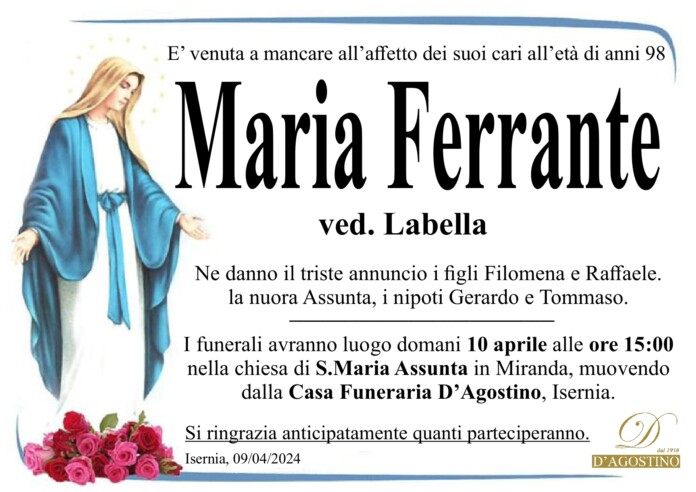 Maria Ferrante onoranze funebri D’Agostino